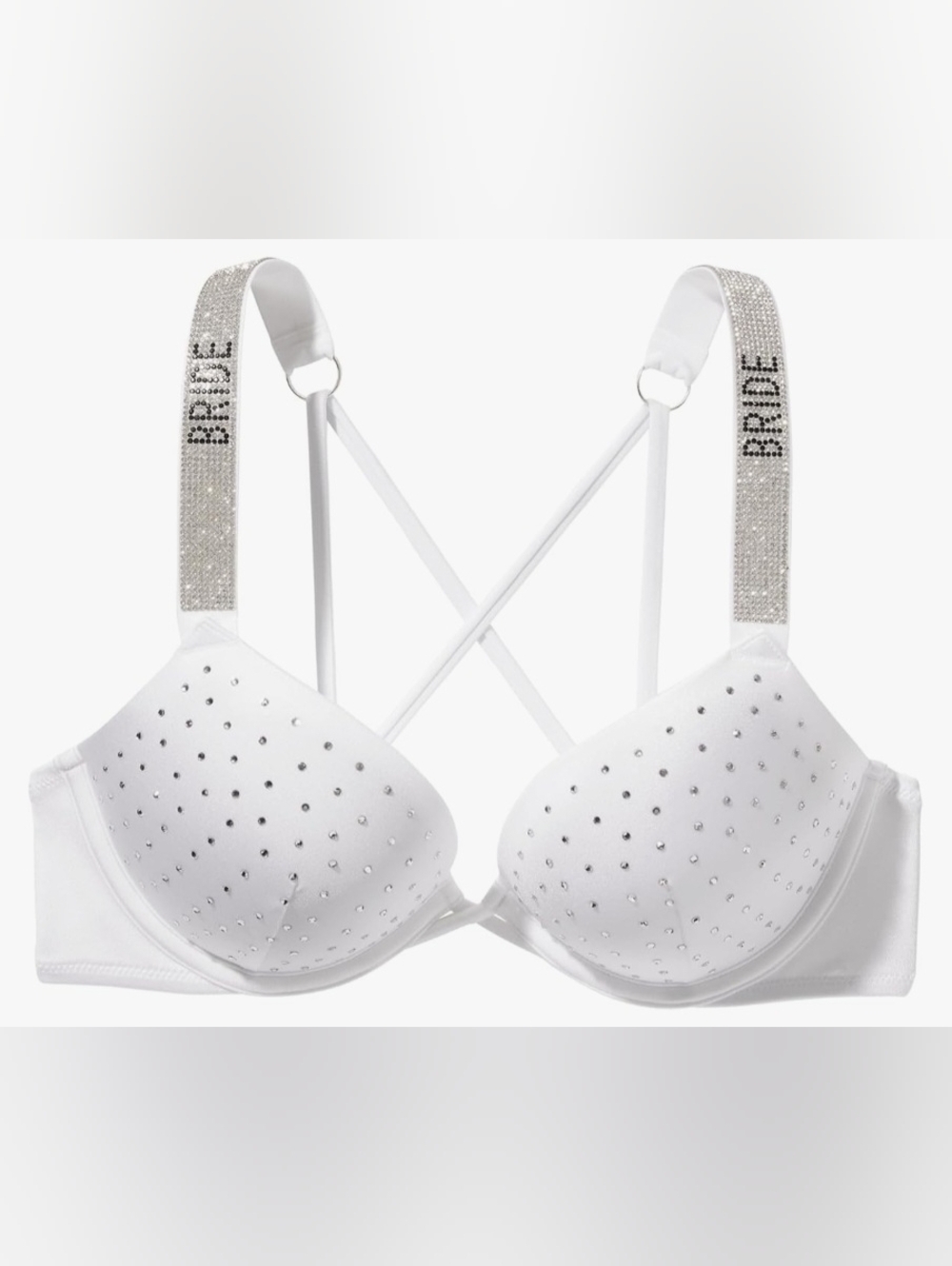 36B Victoria's Secret Swim Bride Diamanté Shine Strap Bombshell Bikini Top White